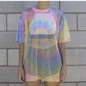 🌈 UNIF Mesh Rainbow Pastel Tie Dye T-shirt🌈